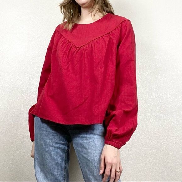 NWOT Universal Thread Red Yoke Peasant Blouse - Picture 1 of 6